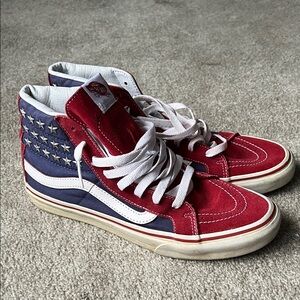 Vans Sk8-Hi American Flag High Tops Women’s size 9 Men’s size 7.5